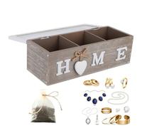 Tissting Caja de Almacenamiento de Madera, Exquisita Caja de Madera para Organizar y Exhibir Joyas, Decoración de Escritorio 2 Celdas, Pura para Organización de Escritorio y Hogar
