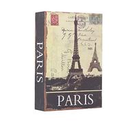 Tissting Caja Fuerte Libro con 2 Llaves, 22 x 15 x 4,5 cm Caja de Seguridad en Forma de Libro de Torre de París Páginas Reales Metal Secretos Caja de Almacenamiento con Candado para Efectivo Joyería
