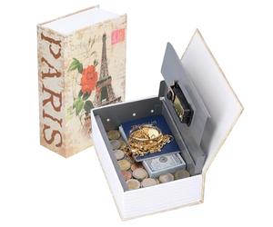 Tissting Caja Fuerte para Libro con Cerradura de Combinación, 18 x 12 x 5,5 cm Torre Parisina Caja Fuerte para Libros de Cerradura de Código Ocultable Caja para Efectivo Joyas