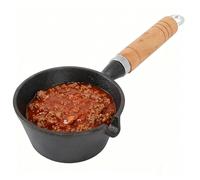 Tissting Cazo Hierro, 13 x 5 cm Sartén para Leche con Madera Mango, Mini Sartén para Huevos Sartenes Pequeñas Cazo Antiadherente para Estufa de Gas, Inducción