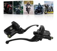 Tissting Cilindro Maestro de Embrague de Freno, Doble Bomba Hidráulica de Aluminio Forjado CNC con Tanque de Aceite 14 ml y Mirilla, Palanca Manillar Izquierda Derecha para Motocicleta Universal