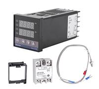 Tissting Controlador de Temperatura PID Digital, REX-C100 0℃~1300℃ con Alarma LED, Tecnología PID Autodidacta Industrial, Autodiagnóstico, Fuente de Alimentación Conmutada para Ind