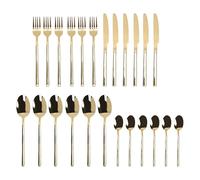 Tissting Cubiertos de Acero Inoxidable 24 Piezas Juego de Tenedores Cucharas Cuchillos - Juego de cubiertos moderno para cenas familiares, fiestas y restaurantes, elegante y resist