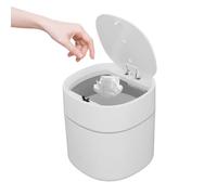Tissting Cubo de Basura de Mesa, 13 x 14 cm 1,5L Mini Cubo con Tapa, Blanco Papelera de Plastico Cubo de Baño Pequeño Cubo de Basura para Oficina para Dormitorio Baño Cocina Oficina