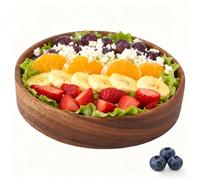 Tissting Cuenco de Madera para Masa, Servidor Rústico para Alimentos, Ensaladas, Frutas, Pan, Ensaladera de Madera, Bandeja para Atrapar llaves de Entrada, Cuenco de Ensalada (tamaño pequeño)
