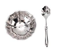 Tissting Cuenco De Postre Con Patas De Acero Inoxidable 304 Con Cuchara, Taza De Helado Para Sundaes, Frutas Y Parfaits, Plato De Metal FáCil De Limpiar Para Fiestas, Bodas Y Restaurantes