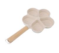 Tissting Egg Pan 5 Cup Maifan Stone Egg Frying Pan with Composite Wood Hand, Breakfast Skillet for Eggs, Pancakes, Plett, Crepes