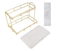Tissting Estante Almacenamiento Cosmético 2 Niveles, Organizador Baño Cocina Dormitorio Capacidad Grande Metal Dorado Resistente Agua