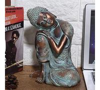 Tissting Estatua de Buda de la Meditación de Resina, Decoración de Estilo del Sudeste Asiático Estatuas de Buda Decorativos de Artesanía Fengshui para Hogar Oficina Jardín