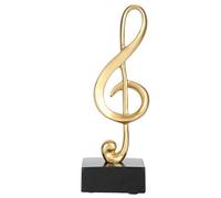 Tissting Estatua de Nota Musical Dorada 17cm - Escultura Decorativa de Resina con Base Ancha, Adorno Moderno para Hogar, Oficina y Amantes de la Música