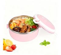 Tissting Fiambrera Térmica Apilable Bento Box Para Adultos, Fiambrera Redonda De Acero Inoxidable 304, Recipientes De Comida Sellados, Fiambrera Térmica Para Hombres Y Mujeres(Pink 1 Layer)