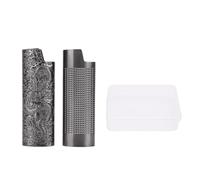 Tissting Funda Encendedor Metálica 2 Unidades - Estuche Protector con Relieve Vintage para J6, Colección (Gris Negro)