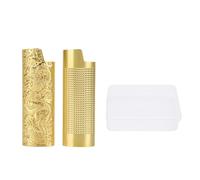 Tissting Funda Encendedor Metálica 2 Unidades - Estuche Protector con Relieve Vintage para J6, Colección (Oro)