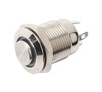 Tissting Interruptor pulsador momentáneo LED metálico impermeable 12mm, botón circular alto relieve 4 pines 1NO latón níquel (roja)