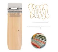 Tissting Kit de Telar Pequeño Mini Máquina de Telar Manual Herramienta de Reparación de Tejido de Bricolaje con 14 Ganchos y Tablas de Madera Interconectadas por Bandas de Goma Duraderas