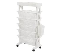 Tissting LibreríA Móvil De 6 Niveles, Estante Multiusos para Almacenamiento De Libros con 4 Ruedas Universales, Organizador De Gran Capacidad para Aula, Biblioteca, Dormitorio Y Oficina (Blanca)