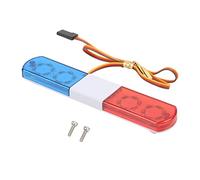 Tissting Luz policía LED para coches RC, 4 modos de destello intermitente, diseño simulado, material plástico y LED, funciona con receptor, compatible con modelos 1/8 y 1/10 (Red Blue)