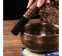 Tissting Mazo de Cuenco Tibetano, Palo de Madera de Melocotón con Cabeza de Cuero para Meditación y Yoga 6.8 x 0.98 Pulgadas Herramienta Espiritual para Sonidos Relajantes y Armonía en el Hogar