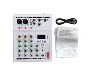 Tissting Mezclador De Sonido 4 Canales Con USB Y Potencia Phantom 48V - Para Estudio En Casa, Grabación, Karaoke Y Transmisiones En Vivo, Incluye Cable USB Y Manual De Usuario (Blanca)