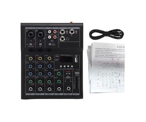 Tissting Mezclador De Sonido 4 Canales Con USB Y Potencia Phantom 48V - Para Estudio En Casa, Grabación, Karaoke Y Transmisiones En Vivo, Incluye Cable USB Y Manual De Usuario (Negra)