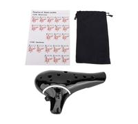Tissting Ocarina 12 Hoyos Cerámica Tono Alto C - Instrumento Musical Con Bolsa De Terciopelo Para Principiantes Y Músicos, Incluye Guía De Digitación (Black)