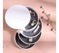 Tissting Organizador de Joyas Pequeño, Bandeja Giratoria de 4 Capas 2.5x10x10.5 cm Blanco para Pendientes, Collares, Pulseras, Anillos, Ideal para Viaje, Regalo para Mujer