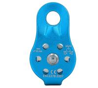 Tissting Polea Giratoria de Aluminio para Cuerda de 12mm, Bloque de Polea Único con Resistencia 26KN, Placas Laterales Antideslizantes, Diámetro 14mm, Uso en Escalada y Transporte (Azul)