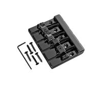 Tissting Puente Para Bajo 4 Cuerdas Con Sillas De Latón - Puente De Repuesto Para Guitarra Eléctrica De Bajo Con Herramienta Incluida Para Instalación Fácil (Black)