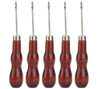 Tissting Punzón para Costura con Mango de Madera, Herramienta de Reparación de Zapatos, 5 Piezas para Artesanías en Cuero, Ropa y Papel, Uso Doméstico