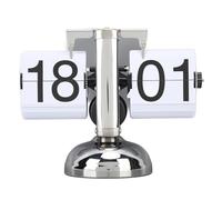 Tissting Reloj de Mesa con Volteo Mecánico, Reloj de Sobremesa Retro con Números Grandes a Pilas de Acero Inoxidable 304, para Sala de Estar y Oficina (Página Blanca)