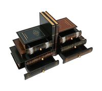 Tissting Retro Cajas de Libros, Sujetalibros Falsos Libros Decorativos Antiguos Libro de Almacenamiento Vintage con 6 Cajones de Ocultos, Organizadores de Escritorio Creativos