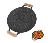 Tissting Sartén para Parrilla Coreana, 38 cm Sartén para Parrilla Plana de Aluminio, Plancha Redonda Antiadherente para Barbacoa, Comales para Tortillas para Estufa de Gas de Inducción