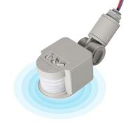 Tissting Sensor de Movimiento Infrarrojo, Detector de Movimiento PIR Exterior IP64 180 Grados con Cabeza Orientable y Función Automática para Iluminación y Seguridad