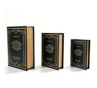 Tissting Set de 3 Cajas de Libros Decorativas Vintage - Falso Libro en Relieve de Cuero Sintético, Almacenamiento para Postales, Fotos, Joyas y Controles Remotos (#2)