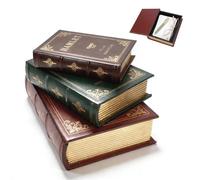 Tissting Set de 3 Cajas de Libros Decorativas Vintage - Falso Libro en Relieve de Cuero Sintético, Almacenamiento para Postales, Fotos, Joyas y Controles Remotos (#1)
