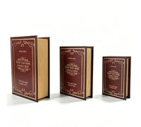 Tissting Set de 3 Cajas de Libros Decorativas Vintage - Falso Libro en Relieve de Cuero Sintético, Almacenamiento para Postales, Fotos, Joyas y Controles Remotos (#3)