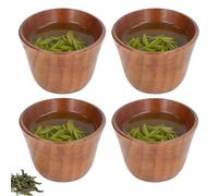 Tissting Set de 4 Tazas de Madera de Azufaifo 75ml - Estilo Japonés Retro, Aislantes Térmicas Naturales para Té, Café, Leche y Vino