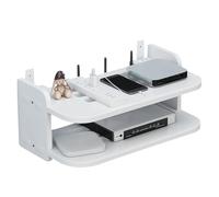Tissting Set Top Box Estantede, Almacenamiento para Colgar en La Pared TV Box, Estante Pared para Router,Perforación Libre Estantededecoración Flotante para Enrutador, Caja Multimedia, Consolade Jueg