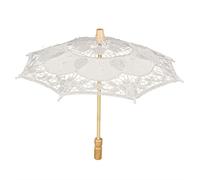 Tissting Sombrilla de Encaje Paraguas, Sombrilla Romántica de Madera de Eucalipto con Apertura Suave para Bodas Fiestas y Decoración, Accesorio Fotográfico Regalo para Eventos Especiales Mujer Niña