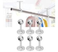 Tissting Soporte de Barra de Cortina, Soporte Esférico de Acero Inoxidable 23 mm para Organizar Varillas, Soporte Central para Perchas en Cocinas, Dormitorios y Baños