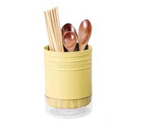 Tissting Soporte para Utensilios de Cocina, Plástico Escurridor de Cubiertos Redondo con Compartimentos, Organizador de Encimera para Fregadero Tenedores Cucharas y Palillos Amarillo
