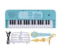 Tissting Teclado Piano Electrónico 37 Teclas 7 Tonos 8 Ritmos - Instrumento Musical Portátil con Soporte y Micrófono para Principiantes 42cm (Verde)