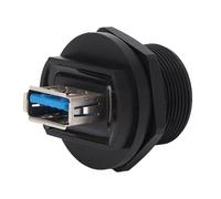 Tissting USB 3.0 Conector Hembra Doble con Rosca para Panel Trasero - Adaptador de Doble Cabezal Industrial para Transferencia Rápida, Instalación sin Herramientas