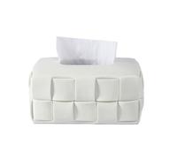 Tissue Box Ceramic Square Woven Texture Home Living Room Desktop Organizer Portapañuelos de papel(Blanco)