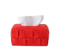 Tissue Box Ceramic Square Woven Texture Home Living Room Desktop Organizer Portapañuelos de papel(Red)