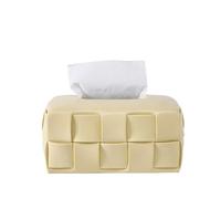 Tissue Box Ceramic Square Woven Texture Home Living Room Desktop Organizer Portapañuelos de papel(Yellow)