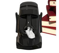Tissue Box Holder - Creative Statue Napkin Dispenser with Glasses and Headphone Stand, Modern Decorative Storage for Living Room Study Studio Bathroom, Artístico Gray Resin Style