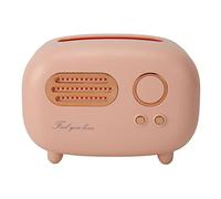 Tissue Box Holder Cute Radio Style Wide Opening Anti Slip Feet Plastic Tissue Paper Box for Office Bedroom Living Room Durable Plastic Material Household Decor (Pink)