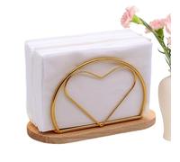 Tissue Holder - Metal Frame Napkin Stand, Solid Wood Base Table Display with Decorative Farmhouse Accent Style, Vertical Access Storage Feature, Ideal for Restaurant Dining Room Counter Shelf Apartmen