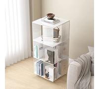 TISTIK Librería Estantería giratoria de 360 ° con Ruedas, estantería Estrecha de acrílico Transparente, Organizador de Almacenamiento de Libros Moderno móvil para Sala de Estar y Dormitorio Librero